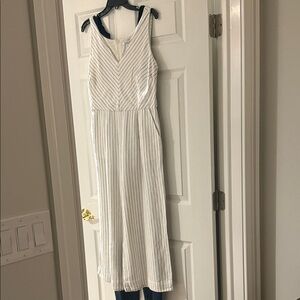 White and Black Striped Jumpsuit
